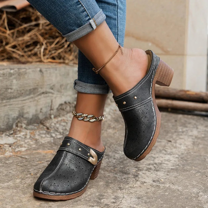 Women's Shoes Fashion Metal Decoration Solid Quality Clog