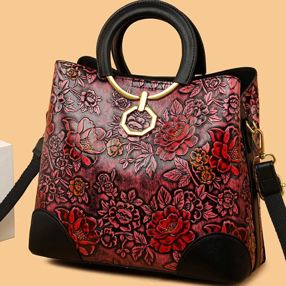 Flower Print Women Designer High Quality Cross-body Messenger Purse /Handbag