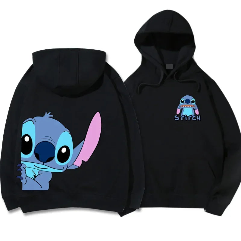 Disney Hoodie Fashion Stitch Angel Monster Letter Cartoon Sweatshirt Pullover Cute Unisex Pocket Hoodie. S-3X