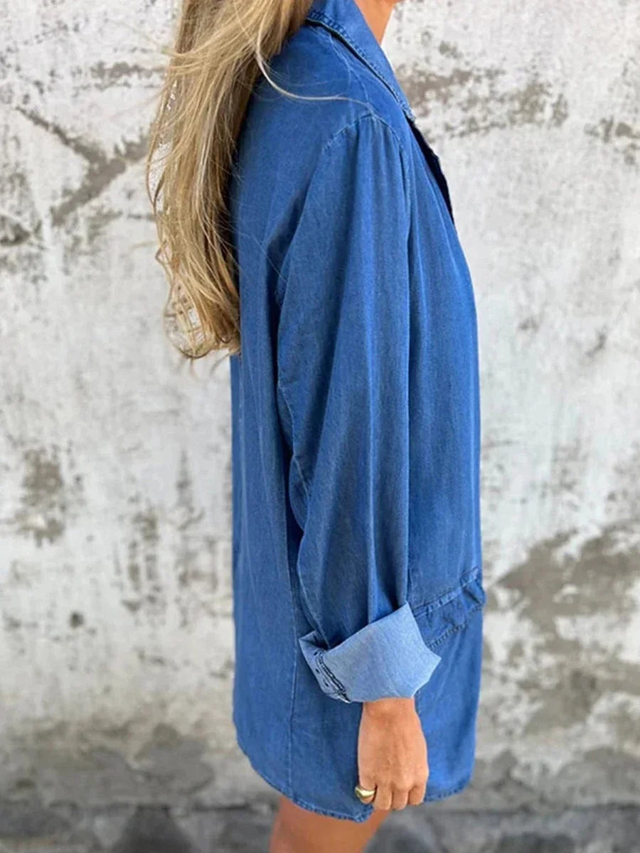 Women's Oversized Denim Vintage Long Sleeve Button Down Boyfriend Jean Jacket. S-XL
