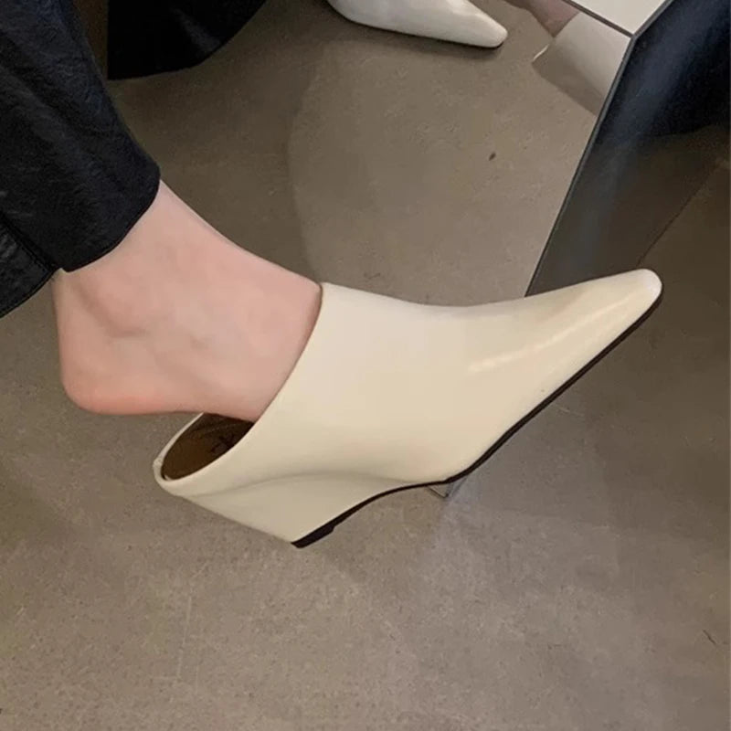 Quality Women Platform Wedges Pointed Toe Shoe Summer Designer 2025 Sexy Mule/Sandal. Mujer