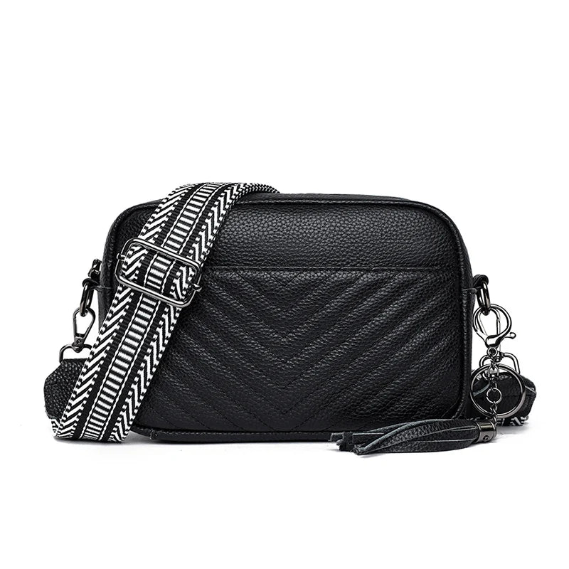 Quality Solid Tassel Genuine Leather Luxury Solid Cowhide Bag