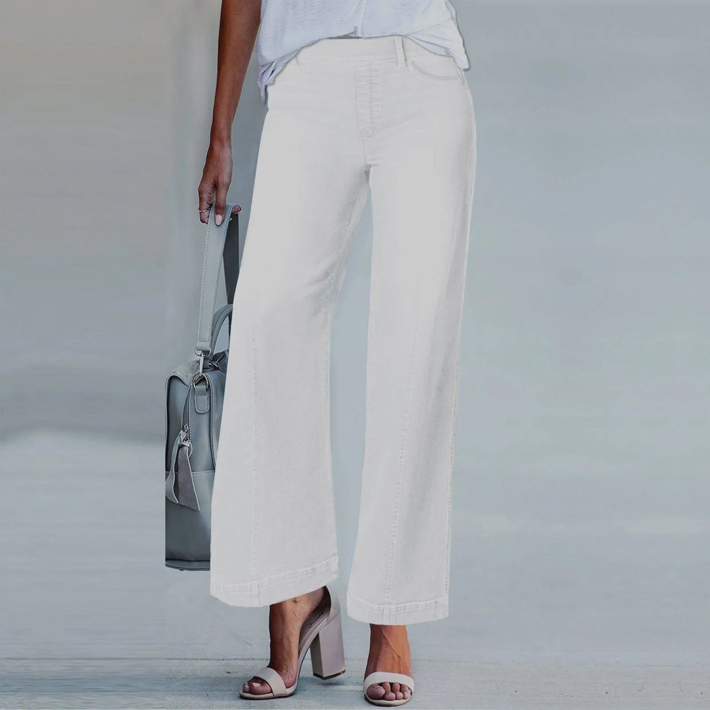 Women's Wide Leg Jeans - Seamed Pull-On Denim Pants with Booty Lift. S-3X