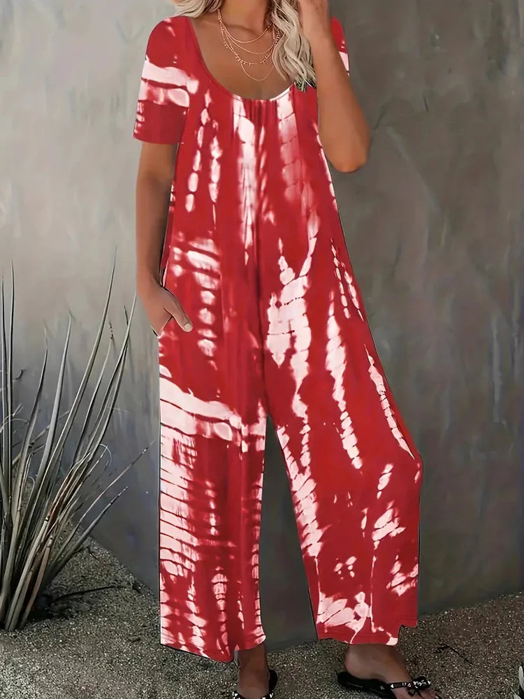 Plus Size XL-5XL Summer Romper Overalls With Pockets Casual Fashion Short Sleeve.