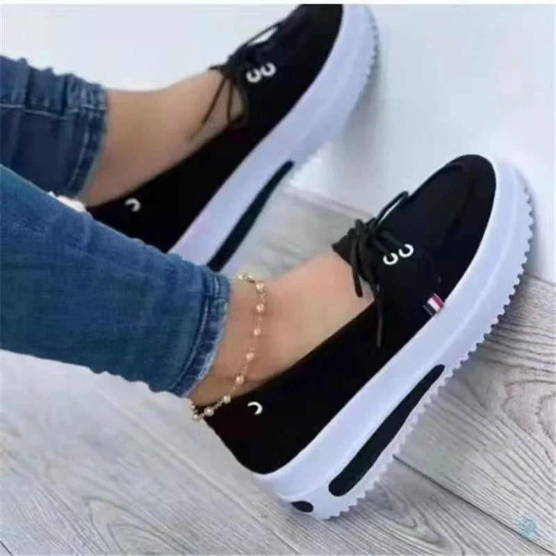 Platform Women's Sneakers Fashion Casual Comfortable Slip on Flat Vulcanized Shoes