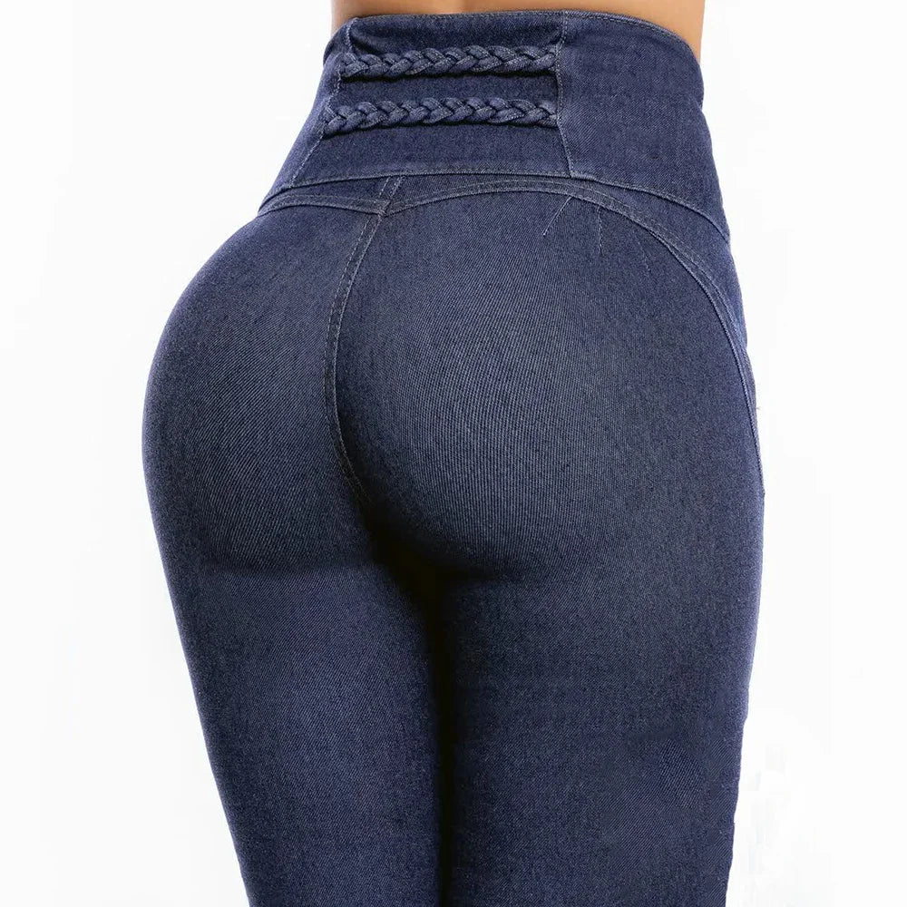Skinny Stretch Jeans Gray and Blue Denim Sexy Trendy High Waist . Sz S-4x