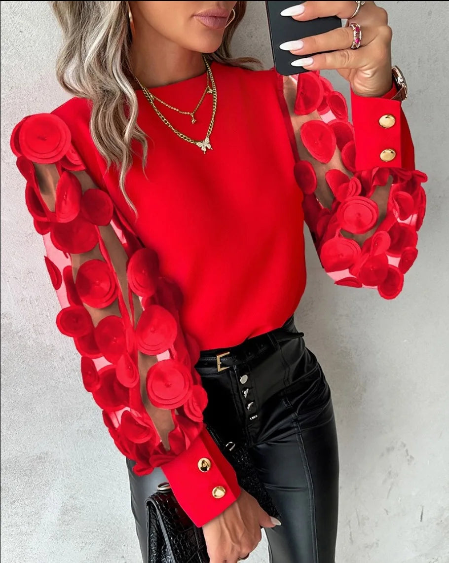 Long Sleeve Ladies Elegant Blouse. S-2x
