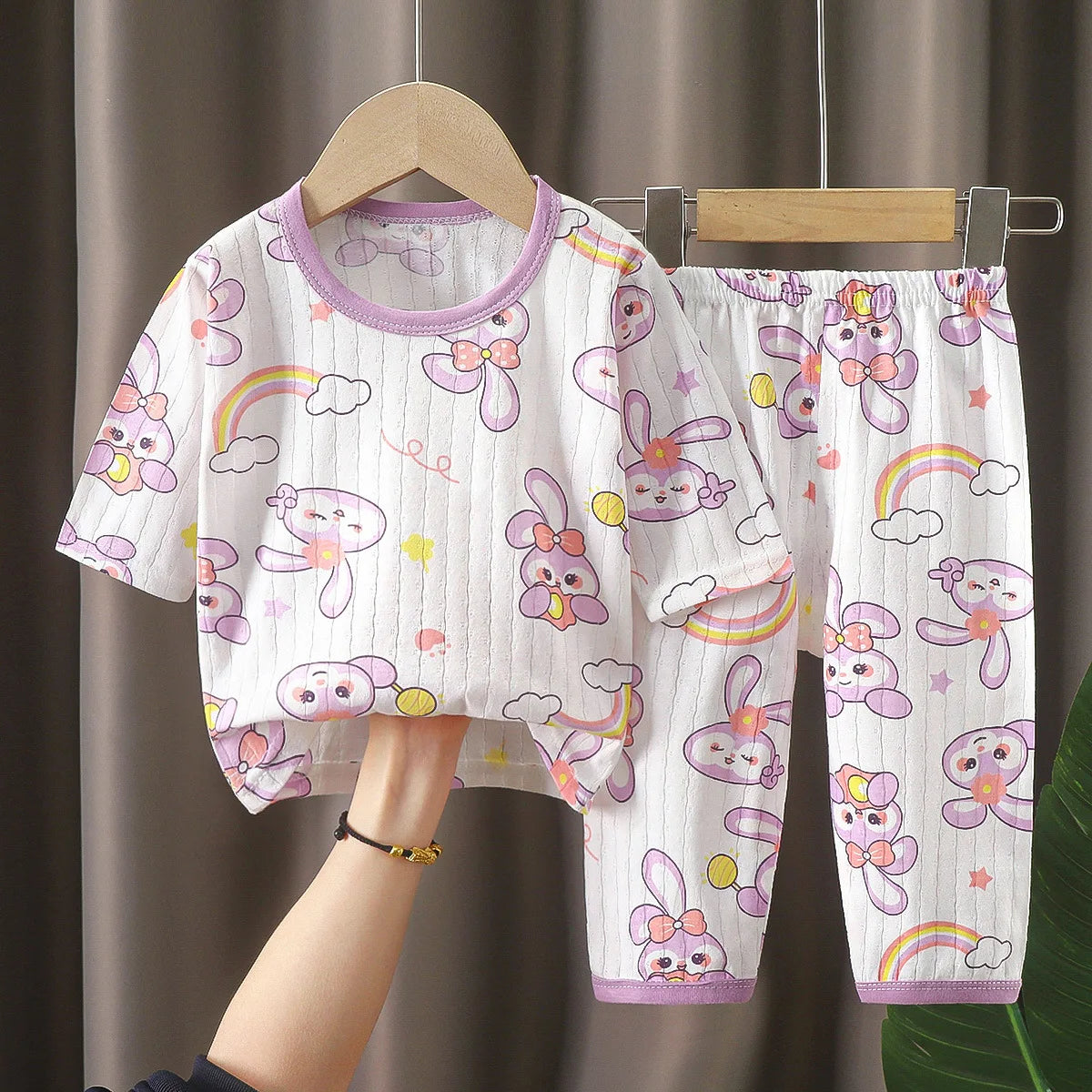 Kids Clothes Three Quarter Sleeve Home Cotton Sleepwear Children's Clothing Boy Girl Autumn Winter Tops Pants SuitsChildrenSets