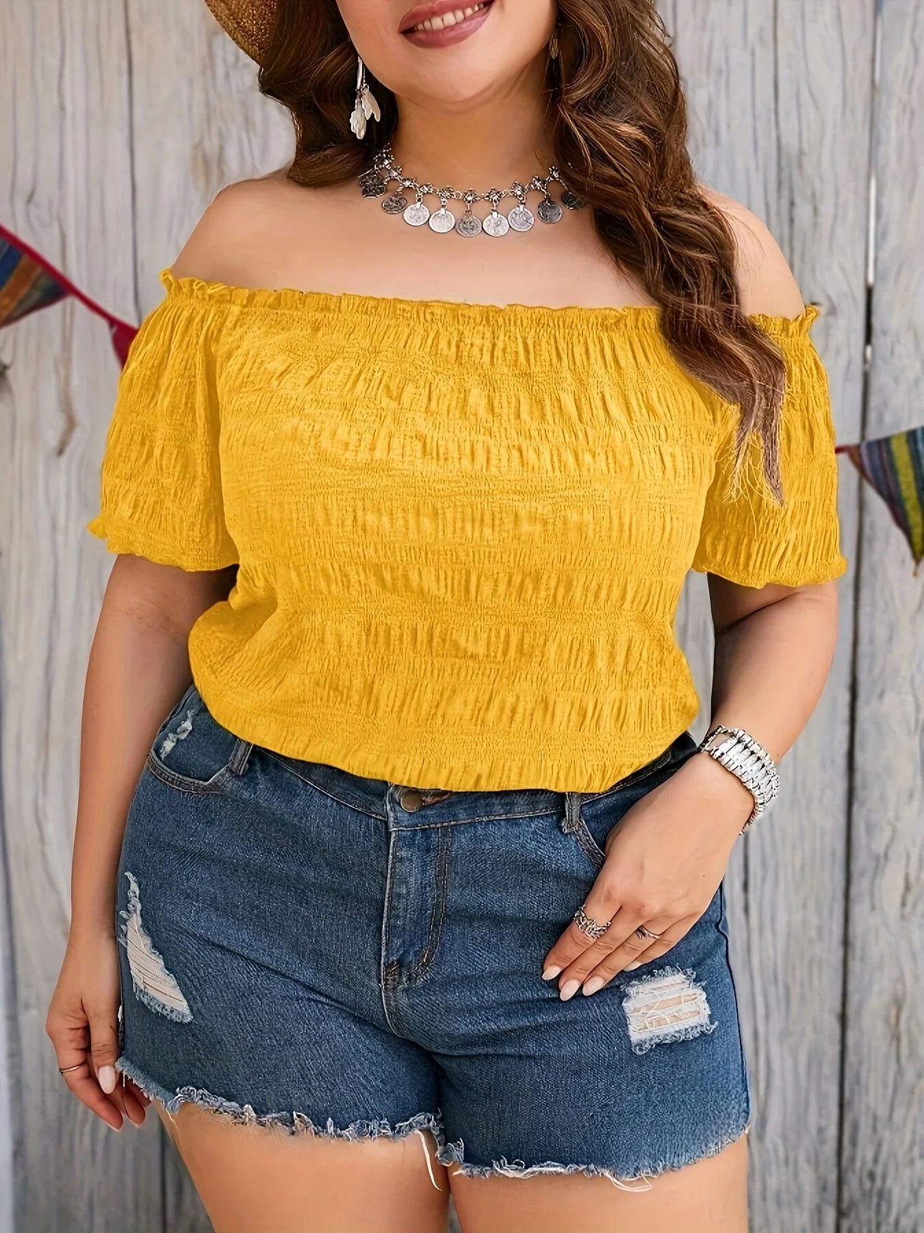 Plus Size Summer Women Elegant Off The Shoulder Fashion Solid Loose Top