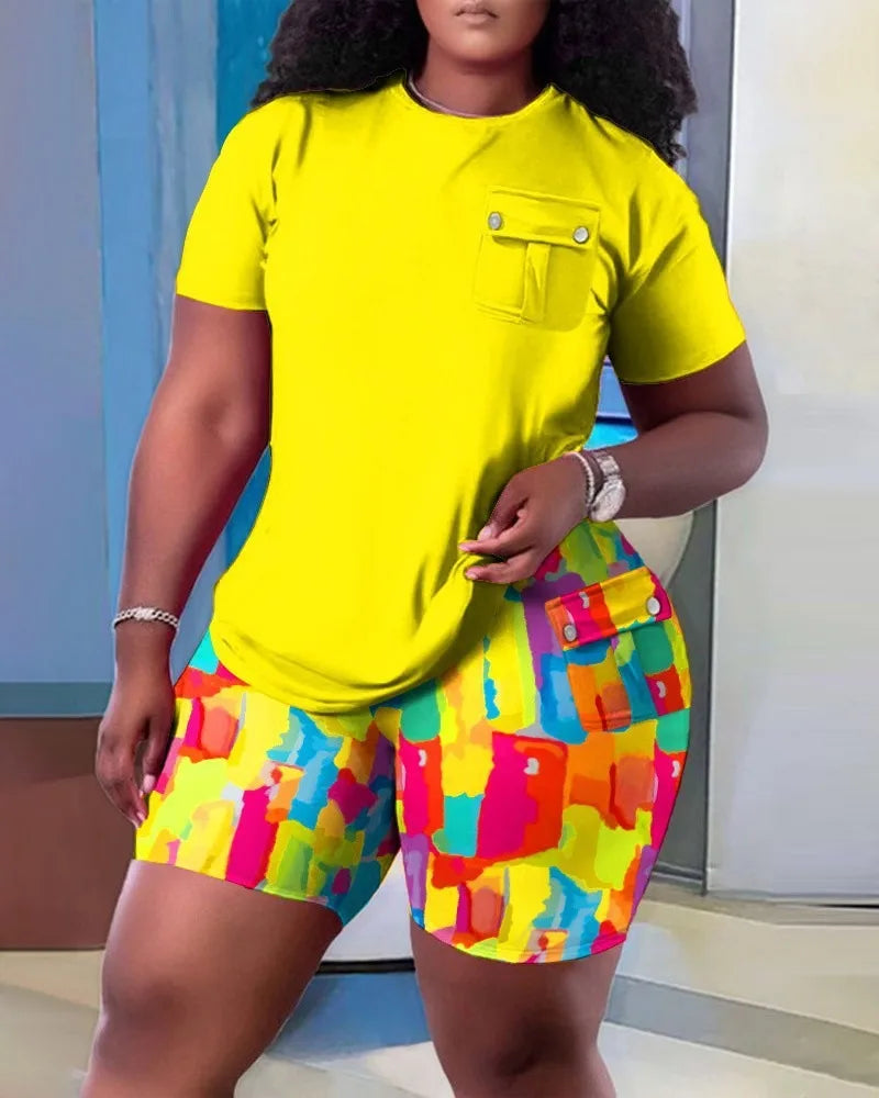 Ladies Comfortable And Casual Two Piece Short Set . S-3x