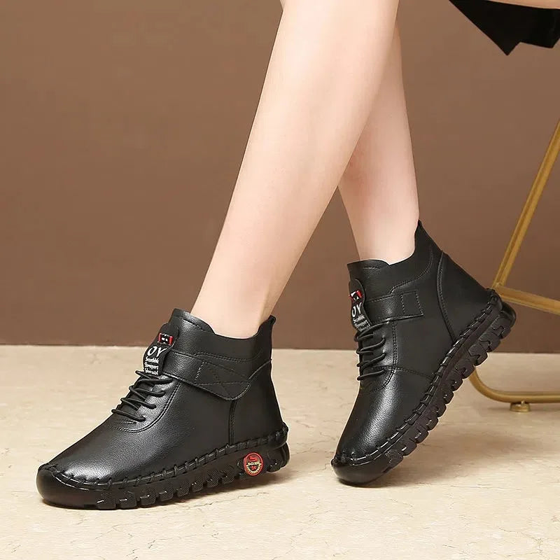 New All Season Women's Synthetic Leather Wedge Booties