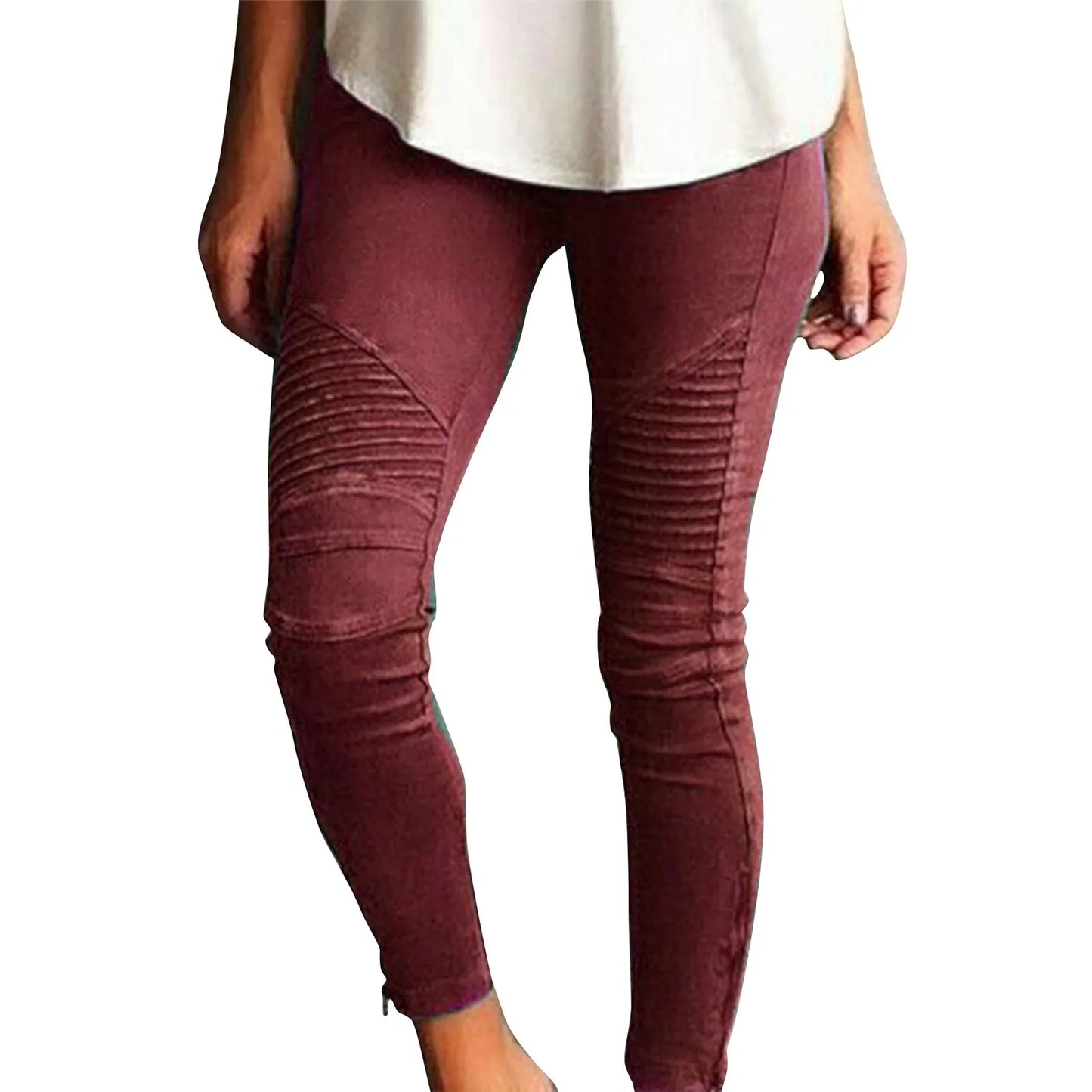 Women's Stretch Pants Casual Striped Decoration Slim Trendy Skinny Straight Leg Pants. S-5xL