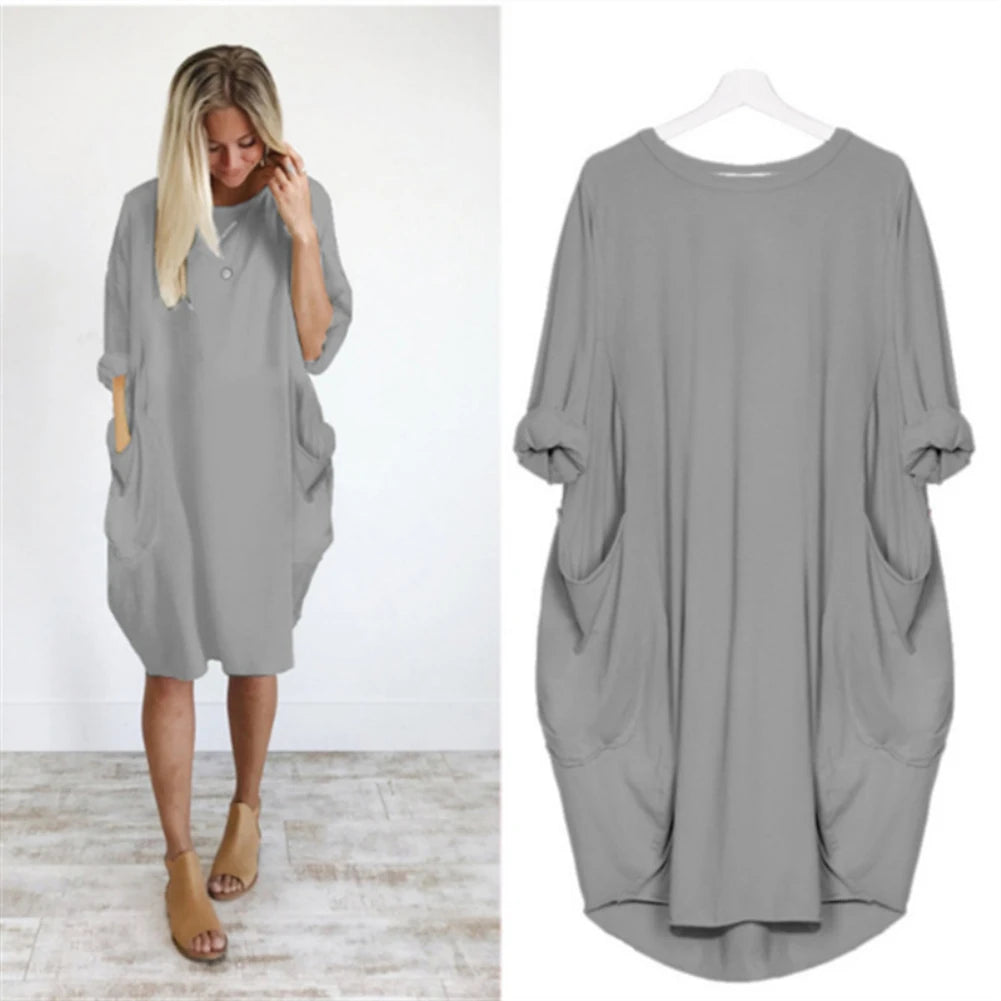 Women's Loose Long Sleeved Casual Dress. S-2X