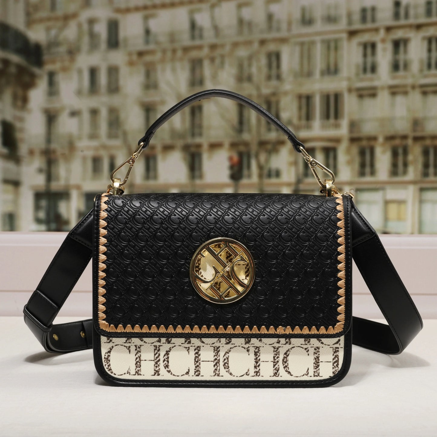Solid Design Dark Letter Embossed Exquisite Luxury Brand Fashion Handbag