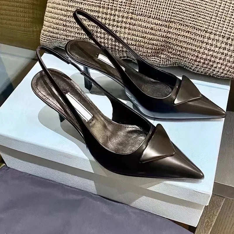 2025 Women's Leather Designer Slingback Sandal .