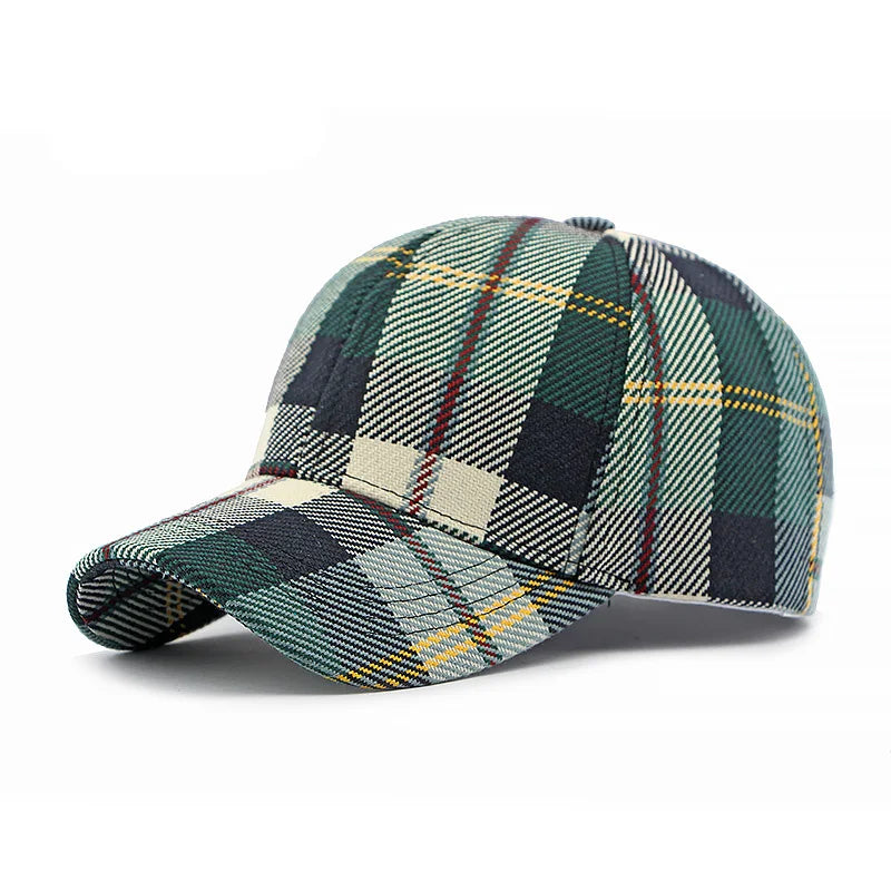 Elegant Unisex Plaid Baseball Cap - Thick, Warm & Casual British Retro Style