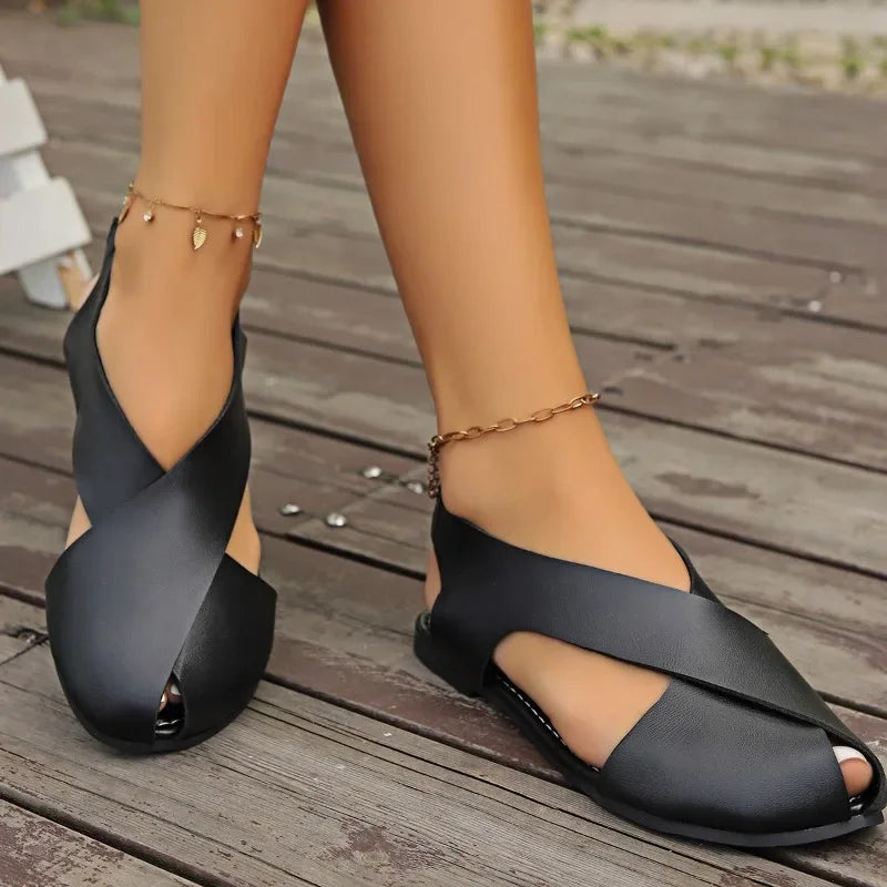 2025 Women's Sandals New Peep Toe Casual Sandals Best Seller Flat Sandals