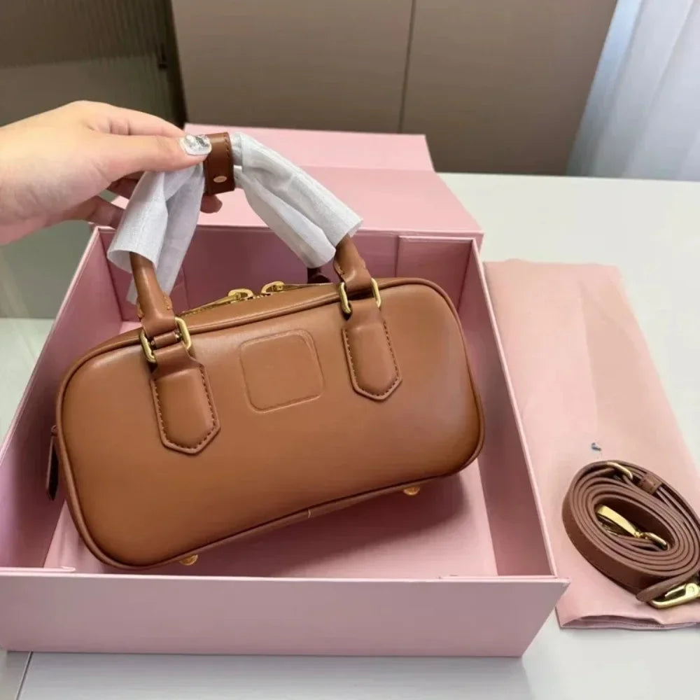 2025 Briefcase Style Fashionable Small Square Hand And Cross-body Boston Pillow Bag.