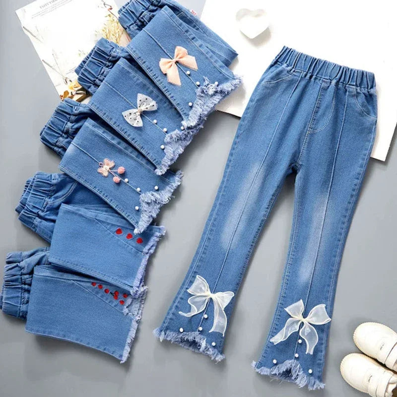 Girls Jeans Pants New Kids Denim Trousers Children Fashion Bell Bottoms New Spring Autumn Jeans Pant Cute Baby Girl Casual Pants