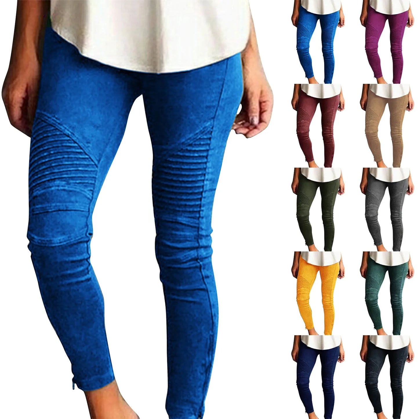 Women's Stretch Pants Casual Striped Decoration Slim Trendy Skinny Straight Leg Pants. S-5xL