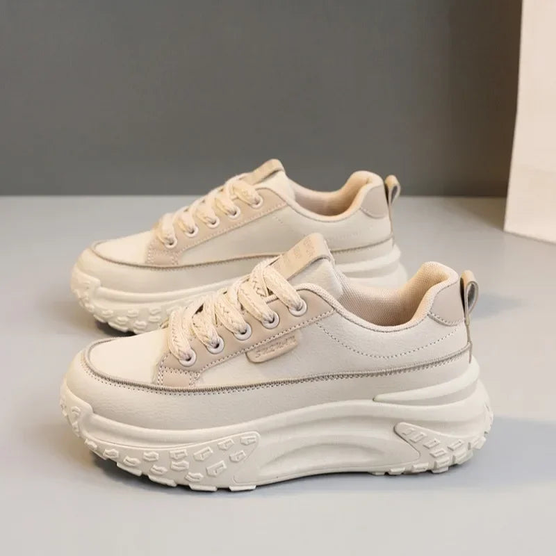 Women Platform Adds Height and very comfortable ,Anti-slip Wear-resistant Leather Casual Sports Shoe
