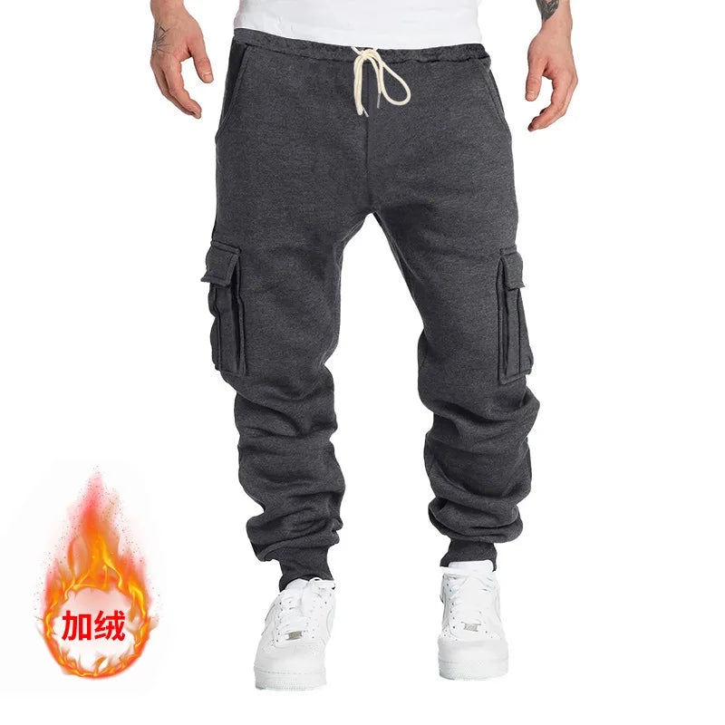 Men Cargo Pant Spring Skinny Pockets Casual Sports Drawstring Pant. S-3X
