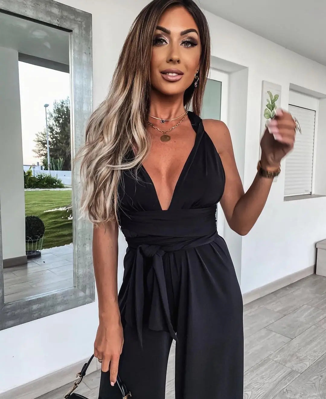 New Ladies Sexy Sleeveless Solid Jumpsuit . S-2X