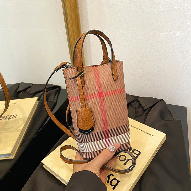 Lightweight Plaid Shoulder Bag - High-End Portable Messenger Crossbody Bag