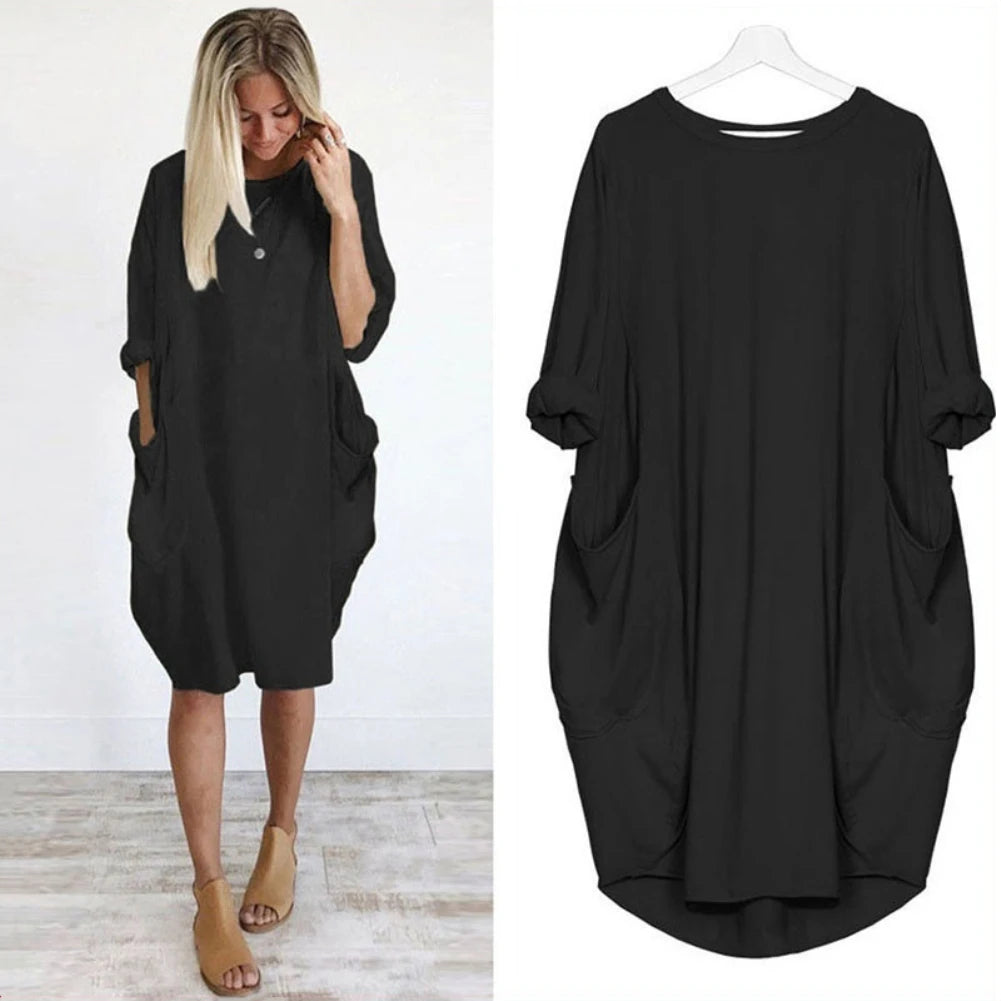 Women's Loose Long Sleeved Casual Dress. S-2X