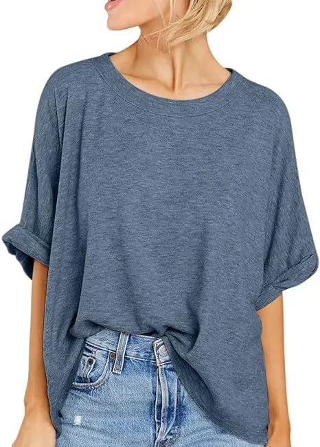 Women's Quality Over size Short Sleeve Casual Loose Basic Tee. S-2XL