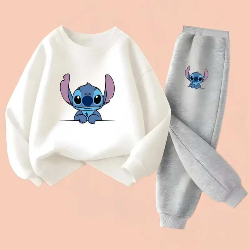 2025 Fall New Style Children's Casual Sweatshirt Sets Kids Sweatpant Set Stitch Printed Boys Pullover and Trousers 2pcs Suit