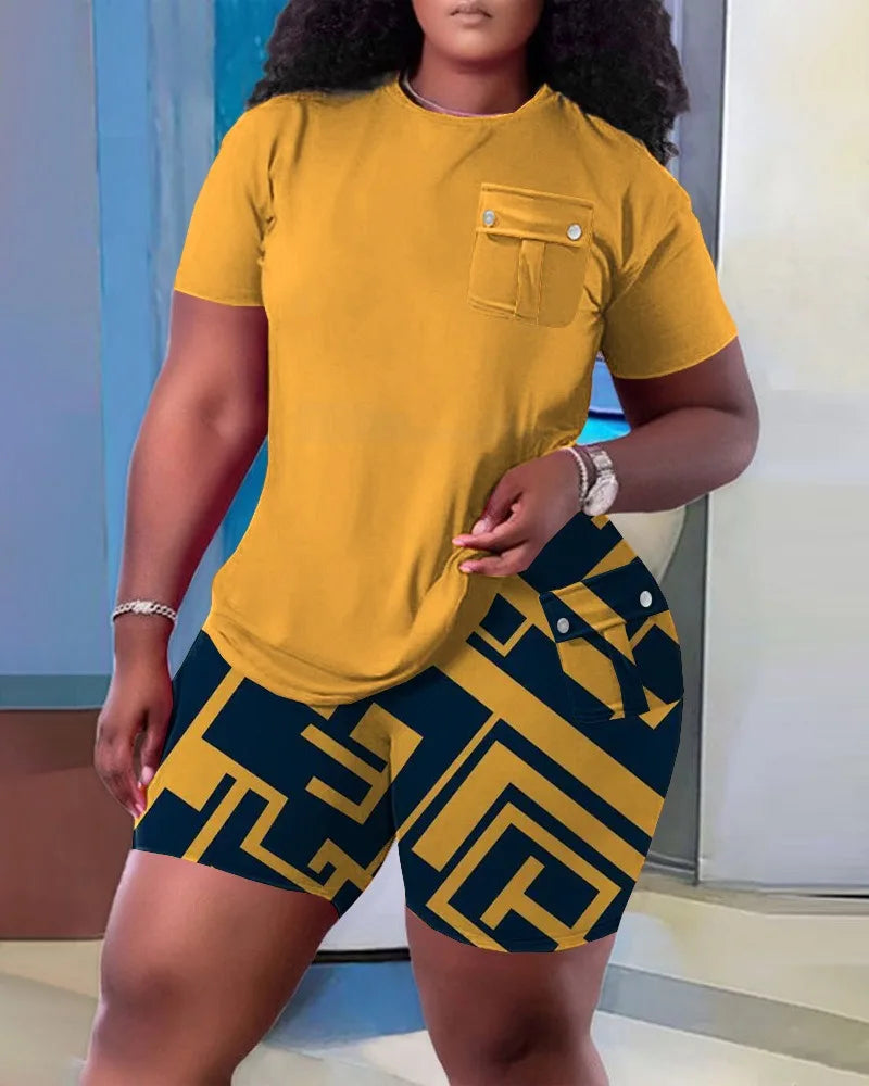 Ladies Comfortable And Casual Two Piece Short Set . S-3x