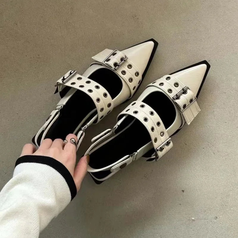 Slingback Chunky Heel Women's Rivet Street Style Vintage Casual Sandals