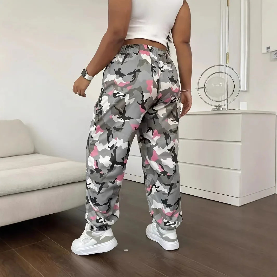 Plus Size Fashionable Camouflage Printed Loose Casual Trendy Style. L-5X