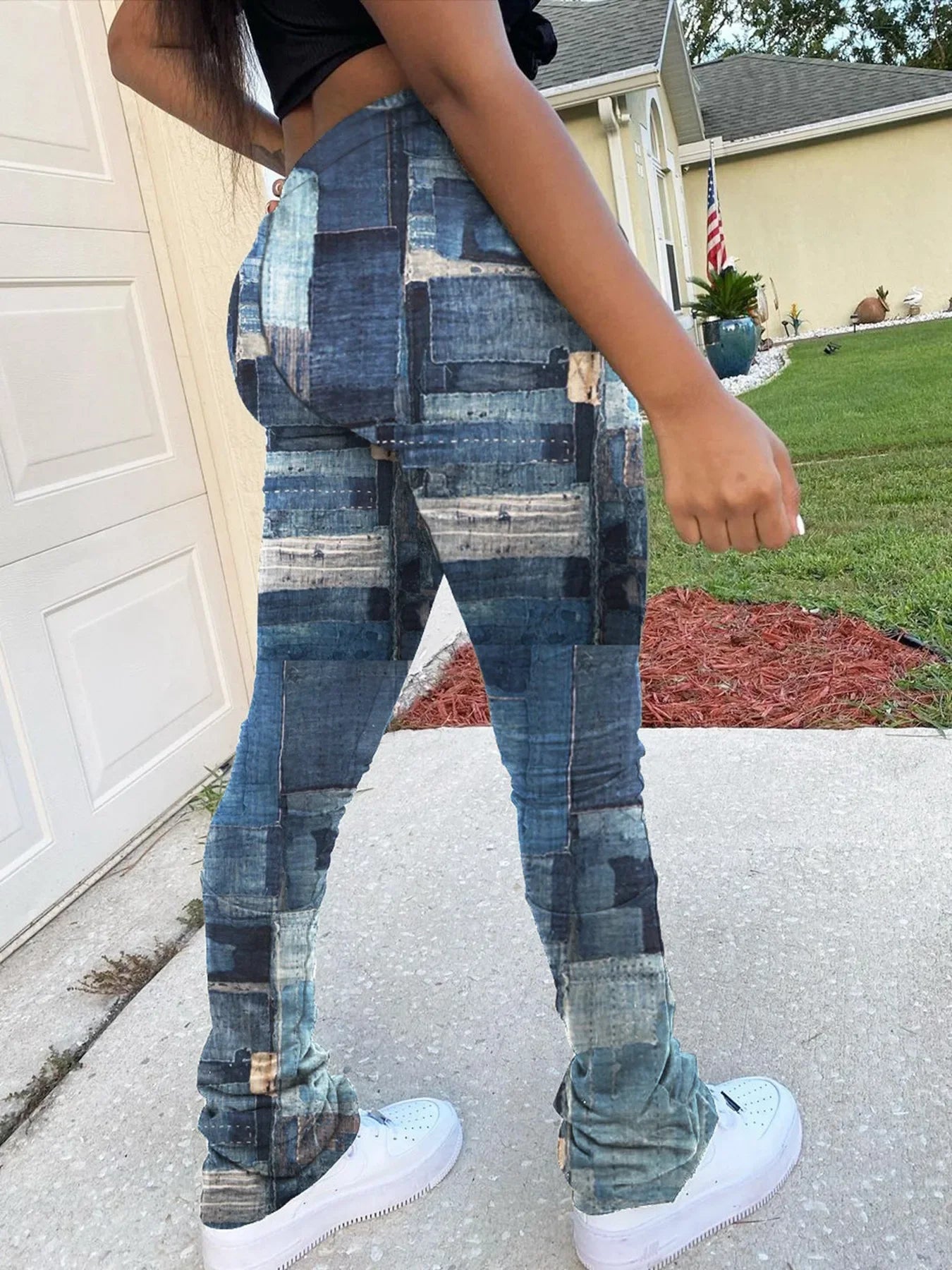 Women's All Season Straight Leg Pants Sports Leisure Drawstring Fashion Sporty Pants Imitation Denim. S-3x