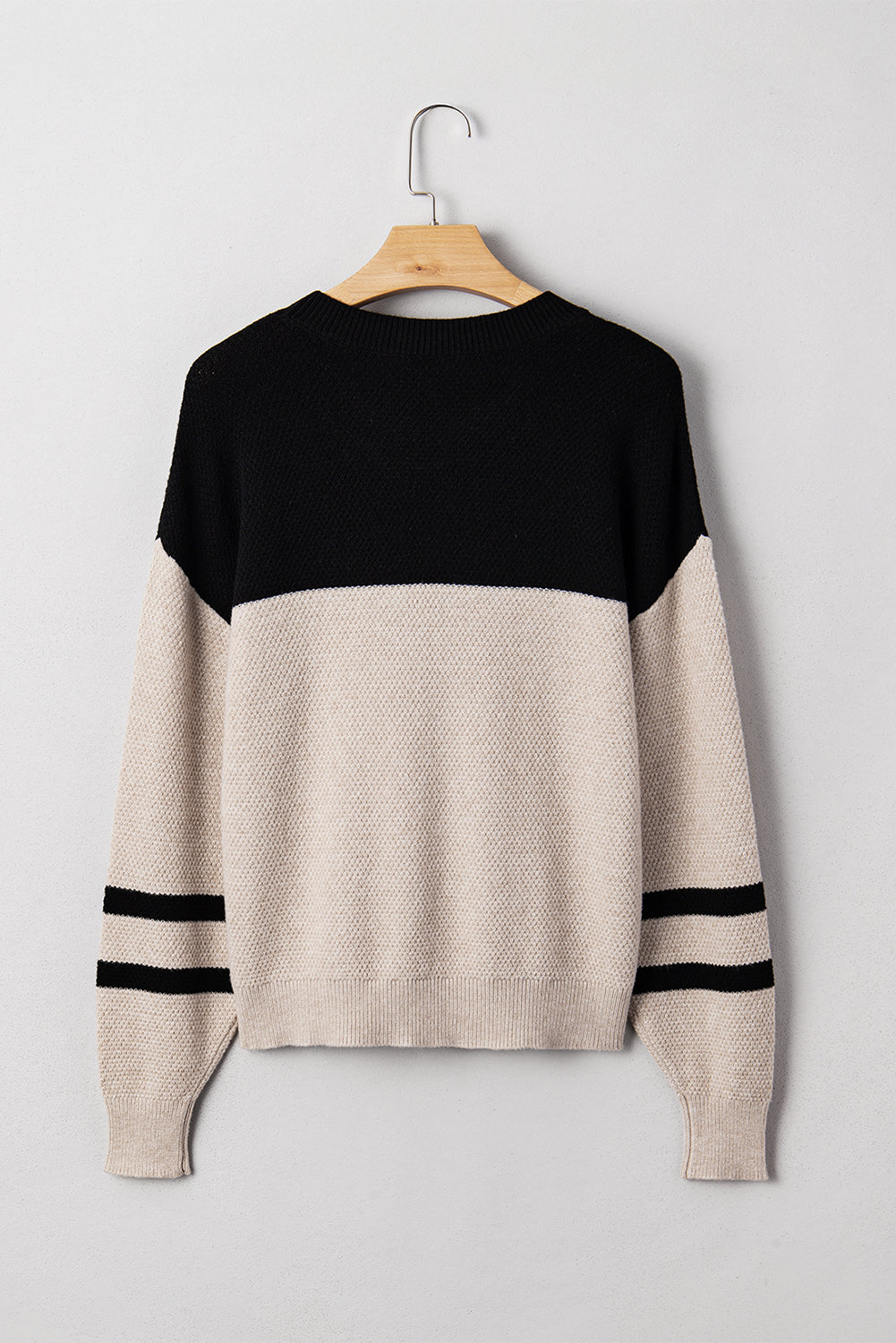Colorblock Knit Striped Sleeve Sweater