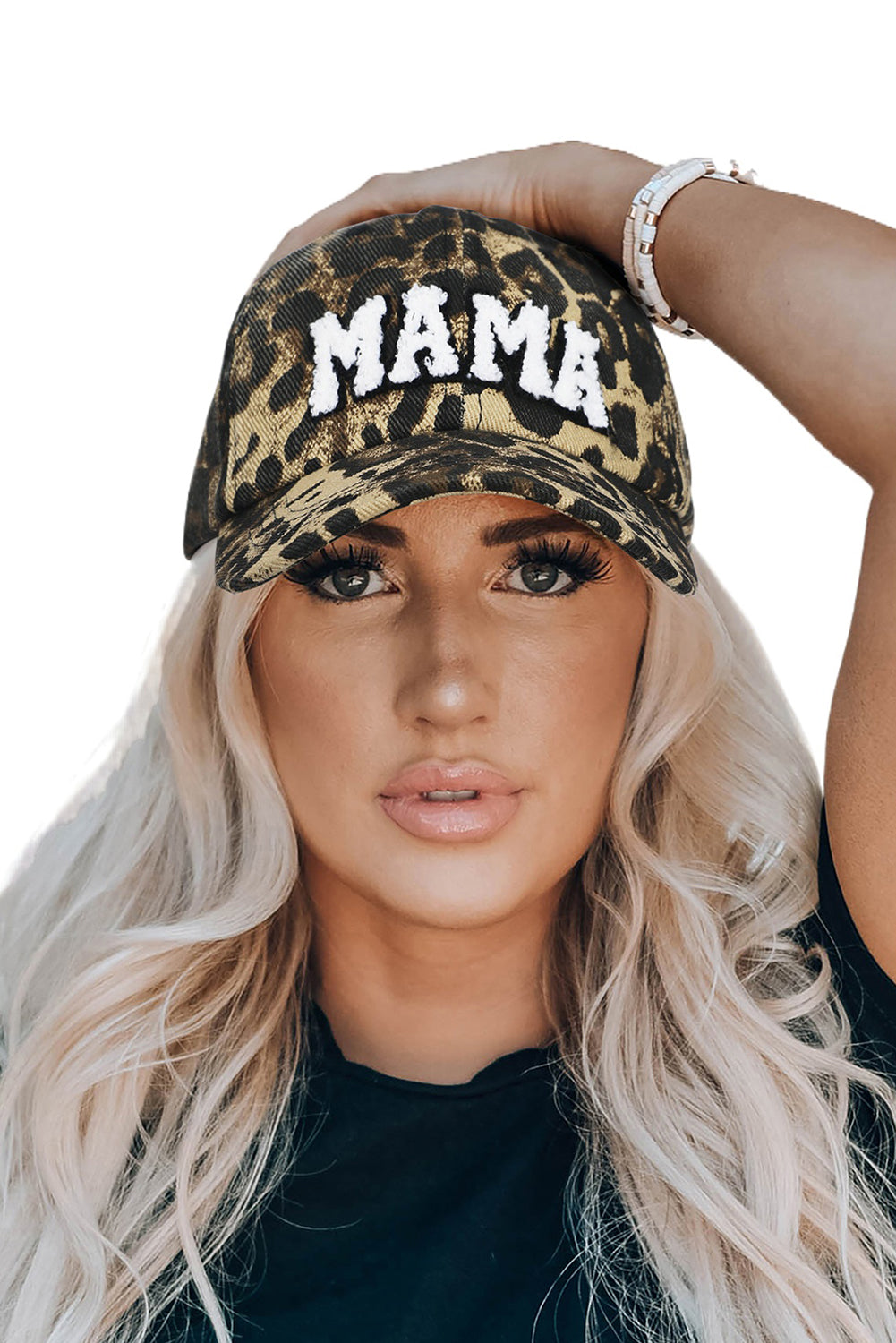MAMA Embroidered Leopard Print Baseball Cap | One Size