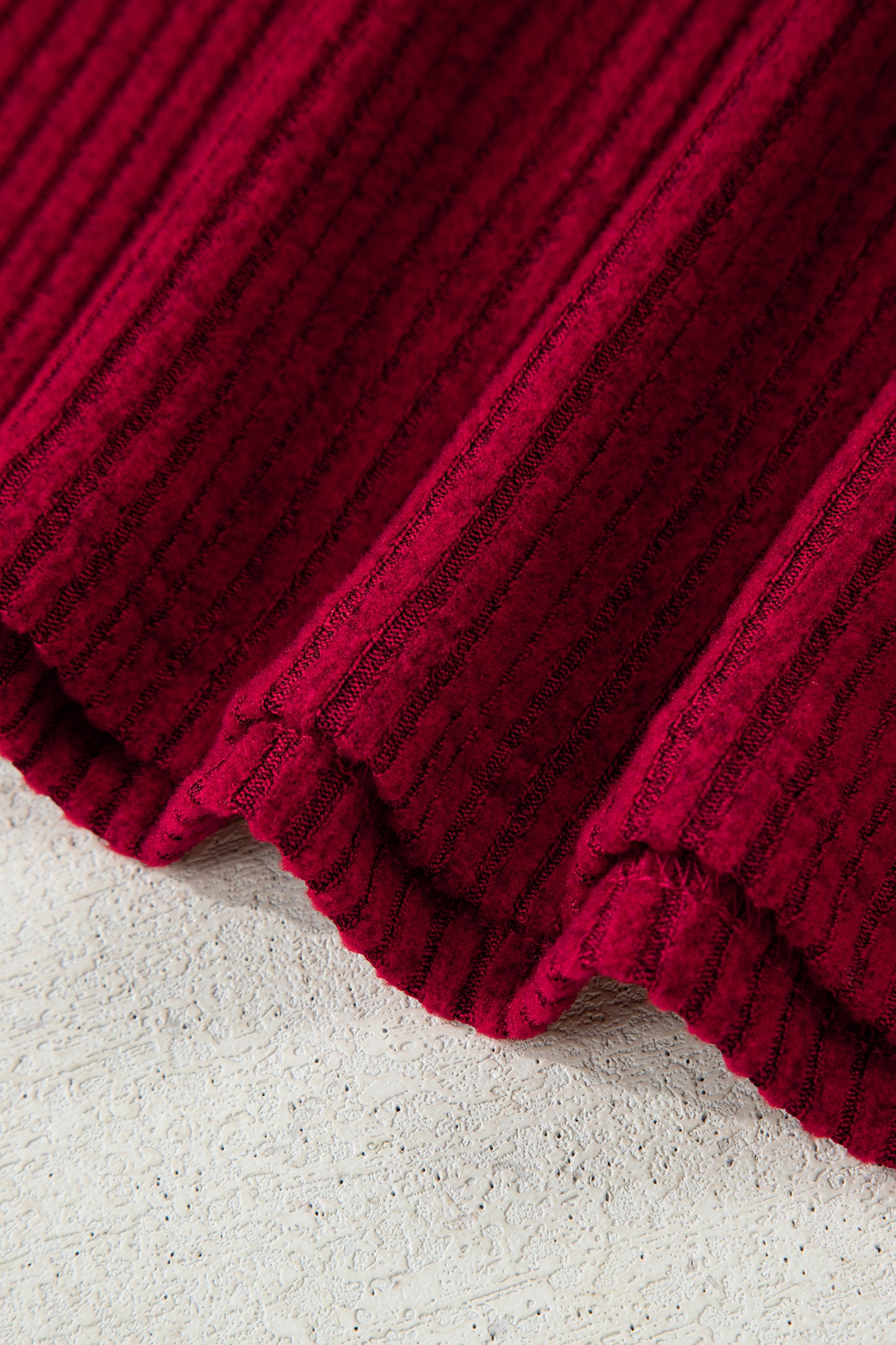 Ribbed V-Neck Bow Back Drop Shoulder Top in Racing Red