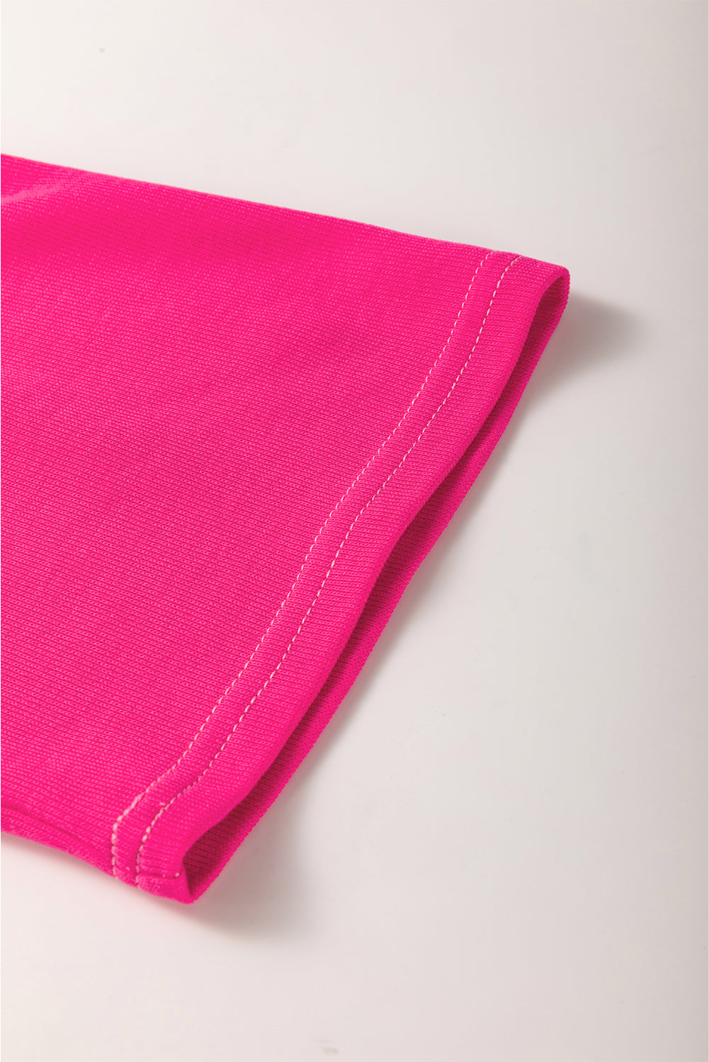 Pink Contrast Patchwork 3/4 Sleeve V-Neck Loose Blouse