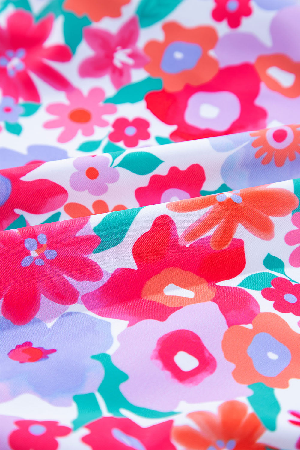 Rose Floral Print Twisted High Waist Plus Size Bikini Set