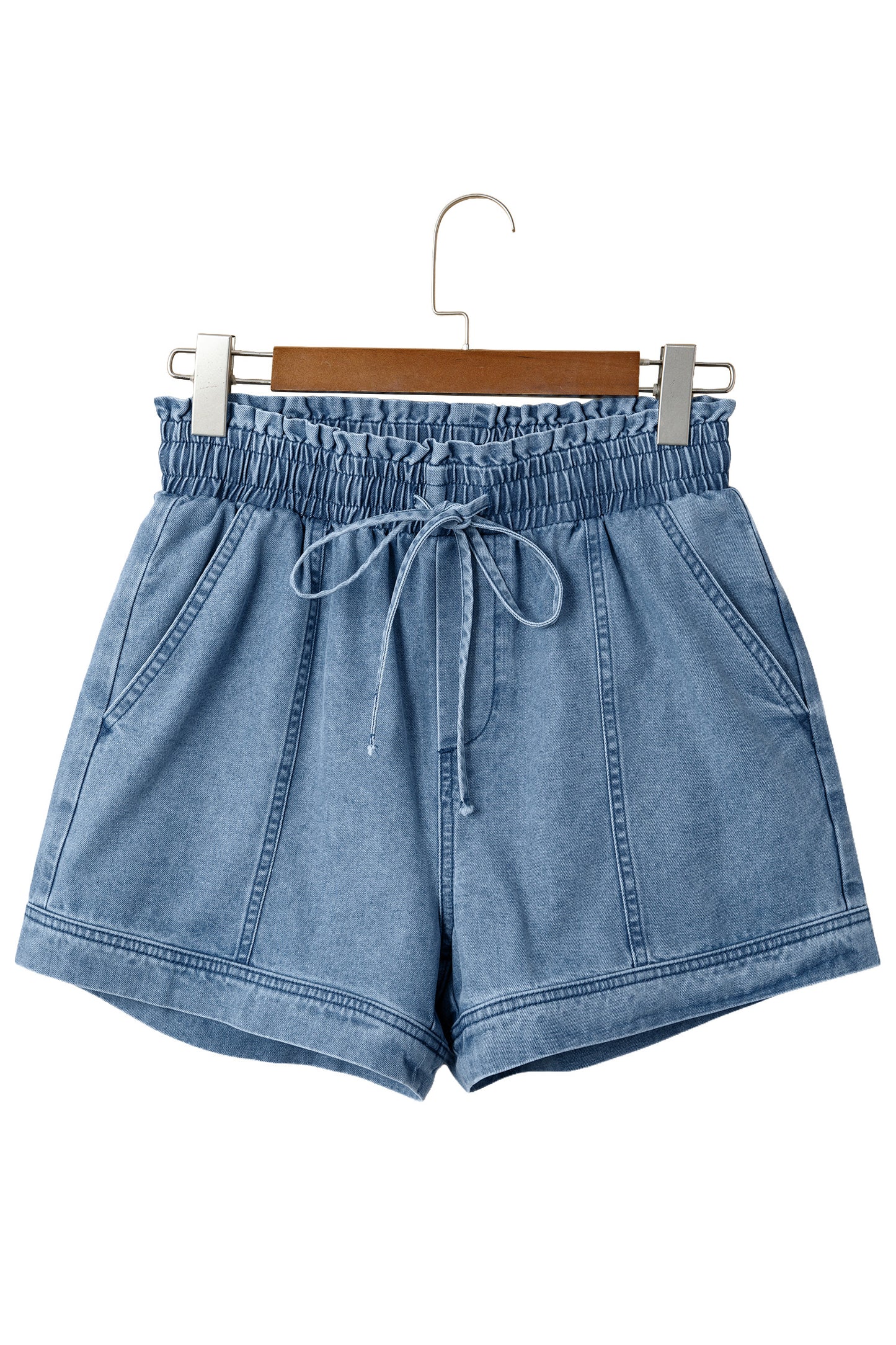 Denim Smocked Waist Shorts Women Size 4–16