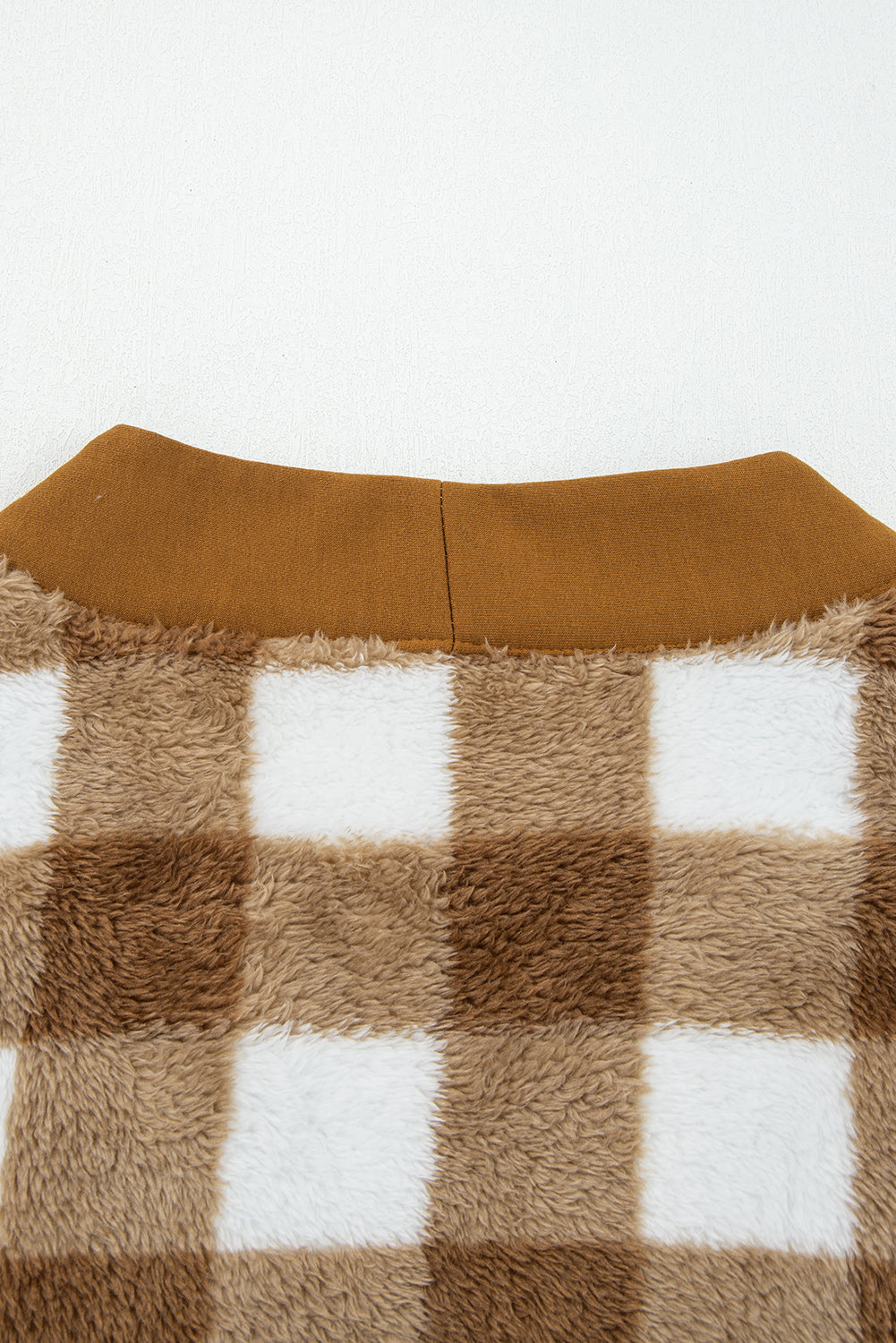 Checkered Sherpa Loose Knit Cardigan with Pockets