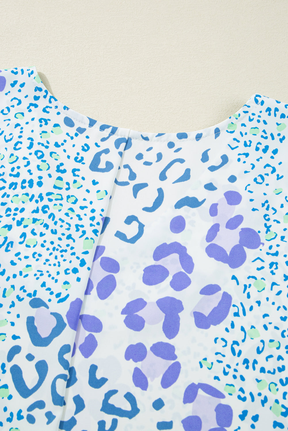 Leopard Print Short Sleeve V-Neck Top | Plus Size | Sky Blue | 1X–4X