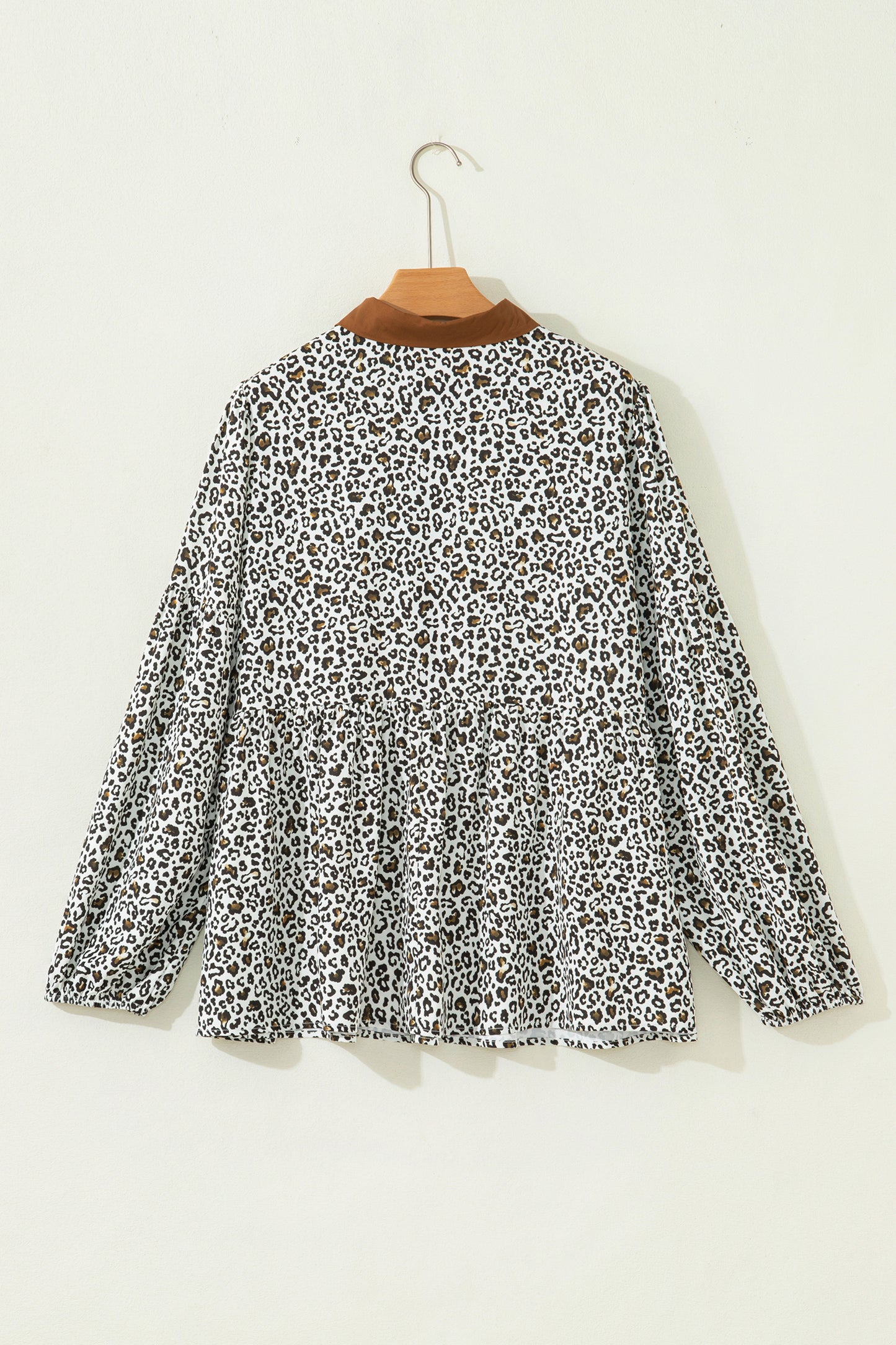 Womens Plus Size Leopard Print Puff Sleeve Blouse 1X–4X