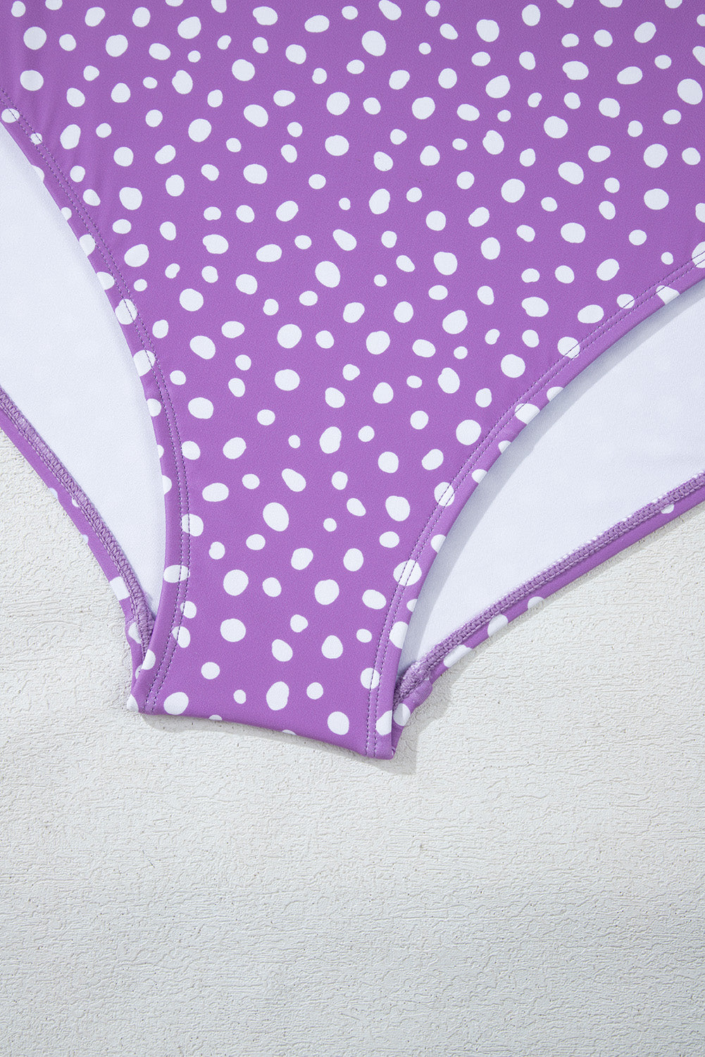 Purple Plus Size Polka Dot Print Ruffled Knotted V Neck Tankini Set