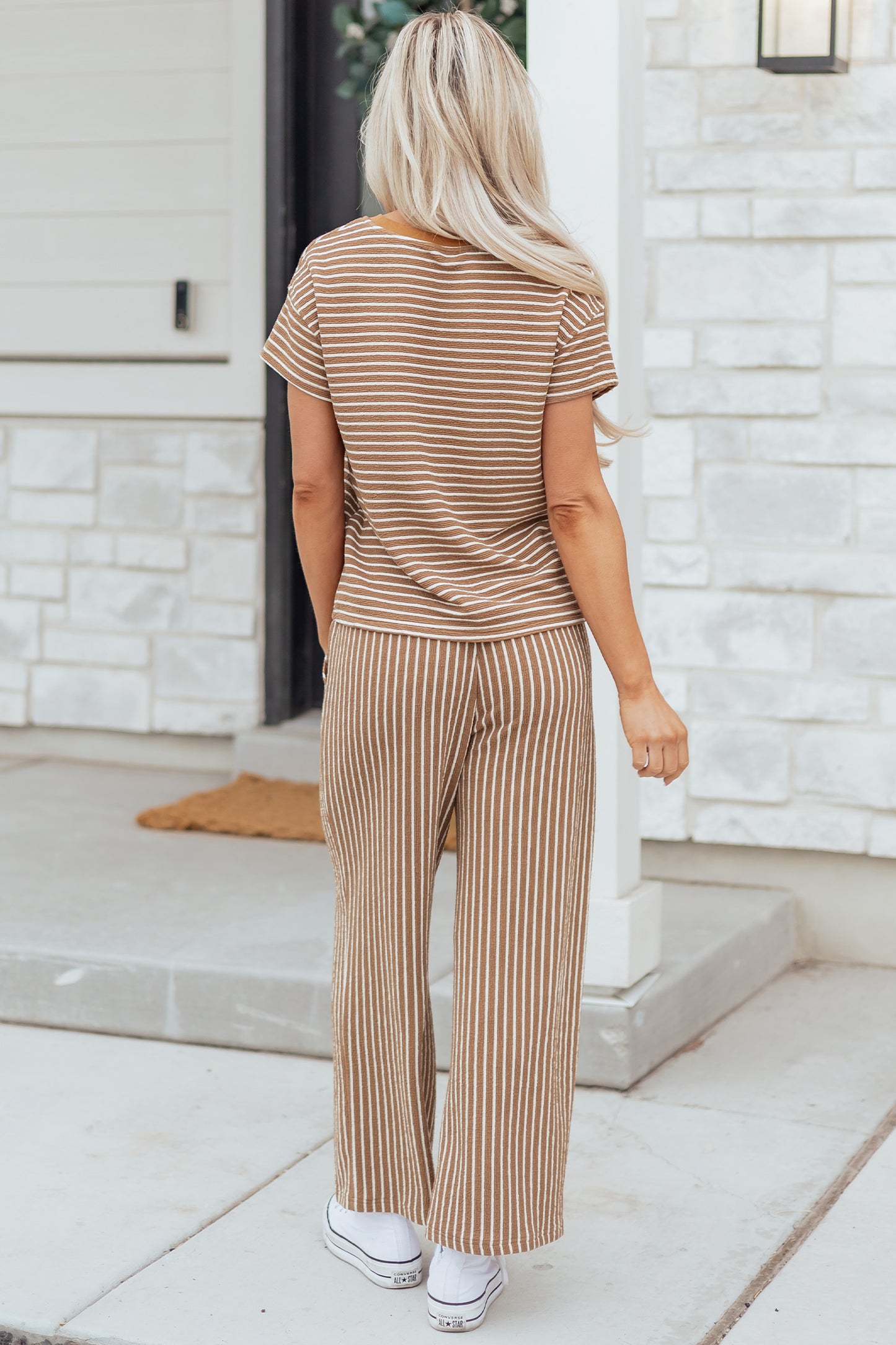 Striped Crop Pants Set Women S–XL