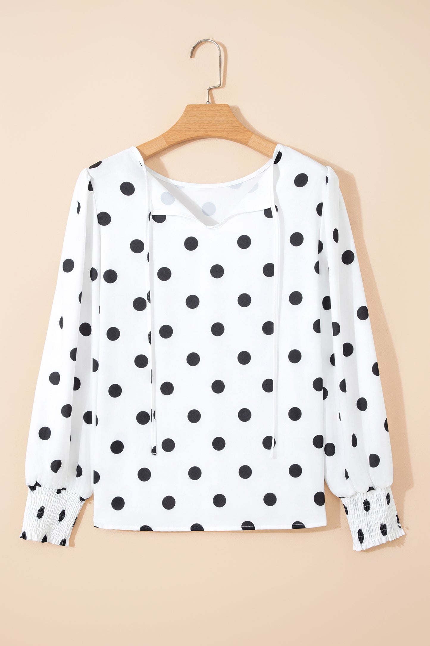 Polka Dot Frilled Long Sleeve Blouse