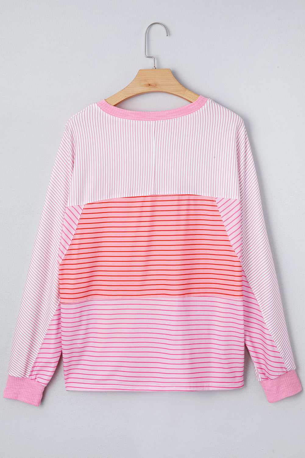 Pink Colorblock Stripe Long Sleeve Top Women S–XL