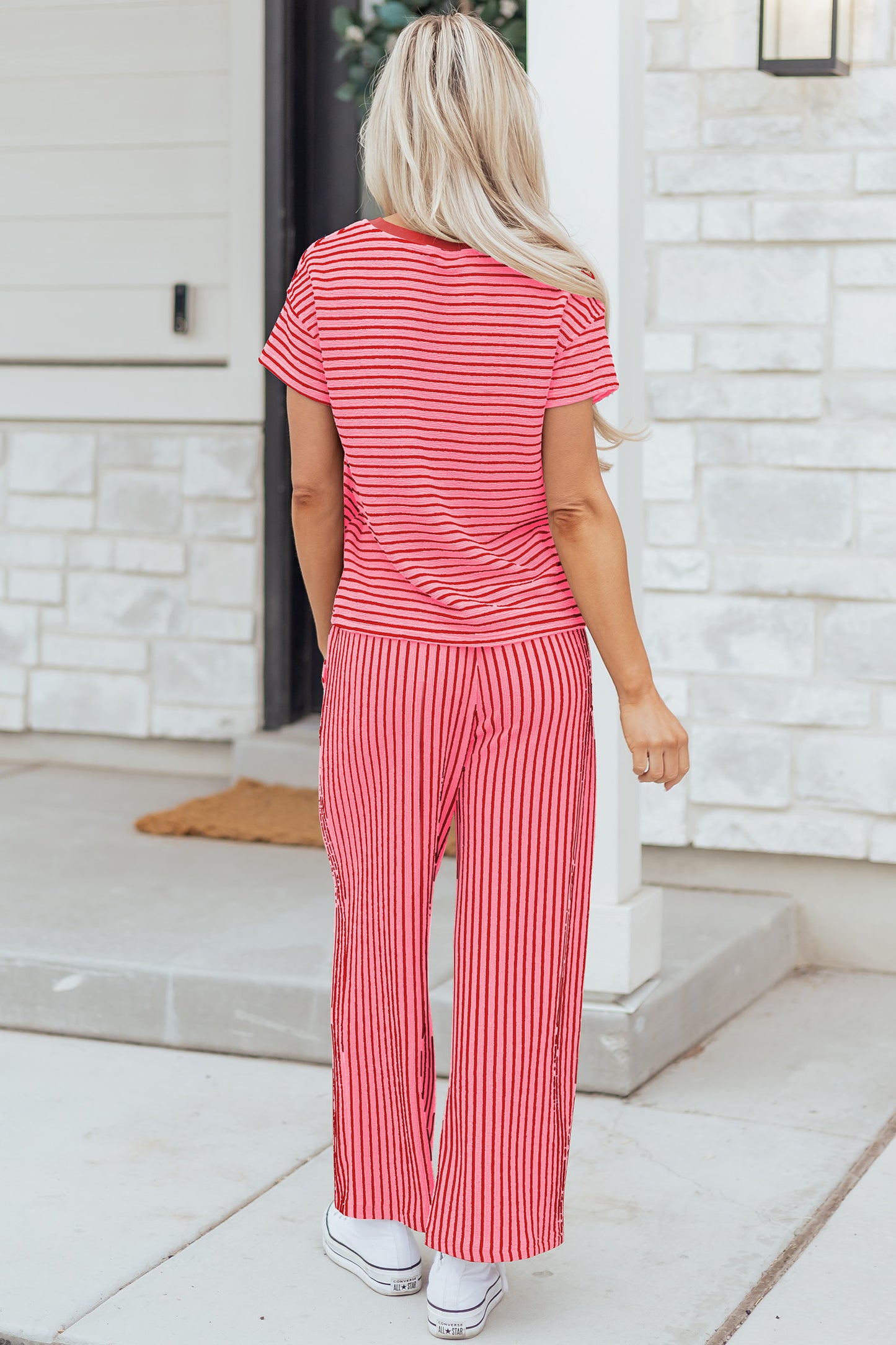 Striped Crop Pants Set Women S–XL
