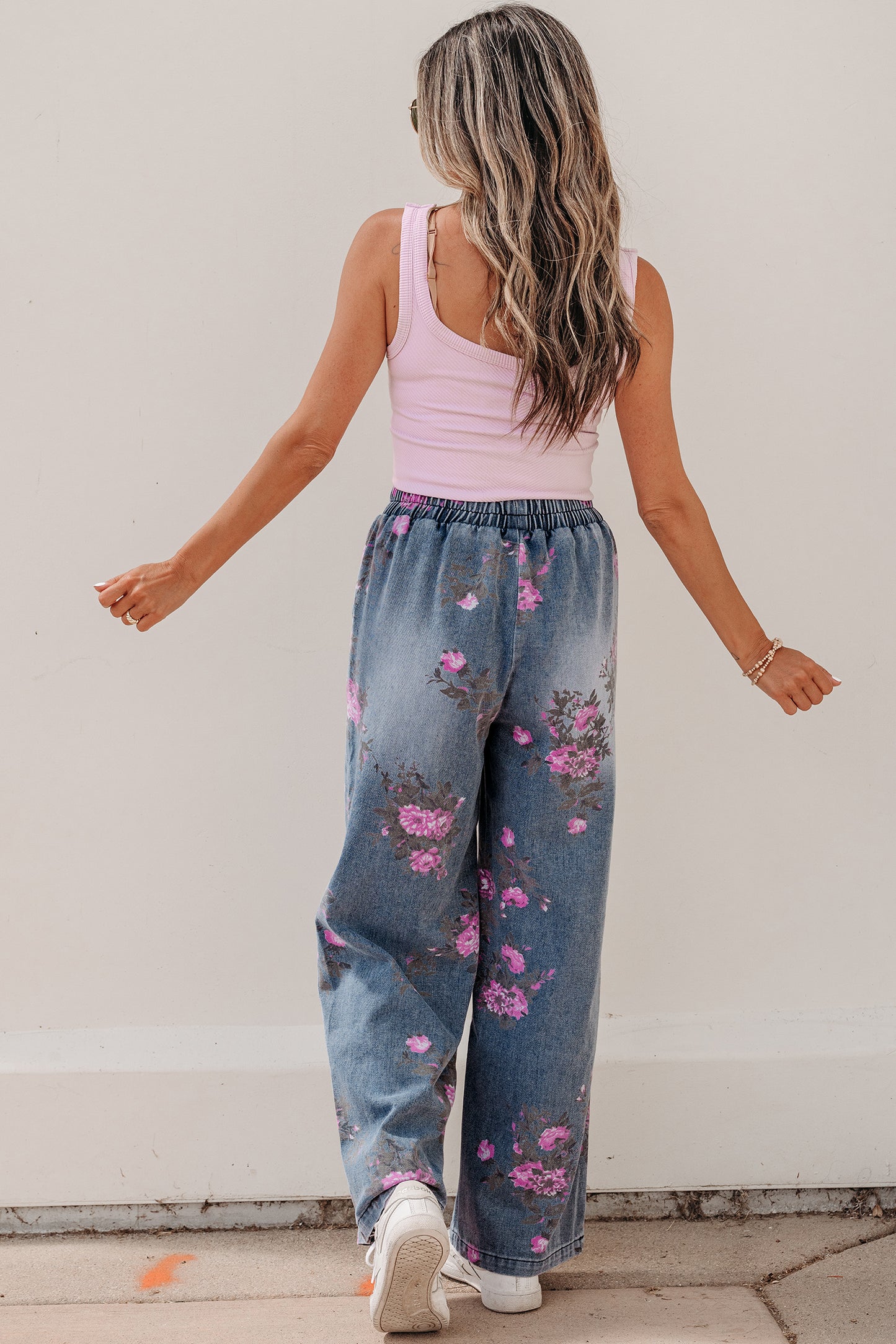 Floral Print Pull-On Jeans Women Size 4–16